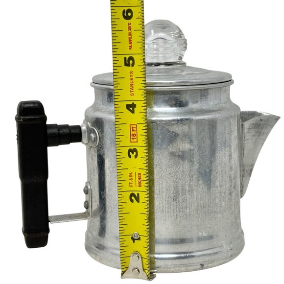Vtg Aluminum Stovetop Percolator Coffee Pot Glass Knob Camping Single Serve - Picture 9 of 9
